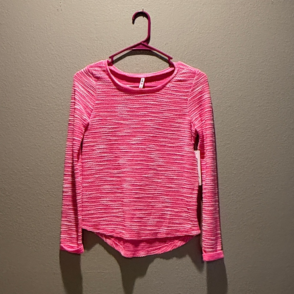 Fabkids Girls XL Pink White Space Dye Long Sleeve Top NWT